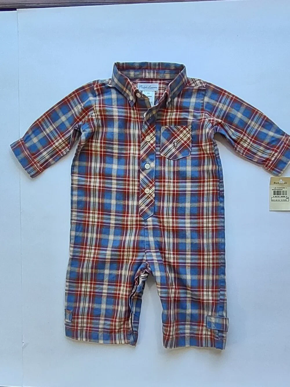 Ralph Lauren Lumberjack Plaid One-Piece Size 6 Month ~ New with Tags